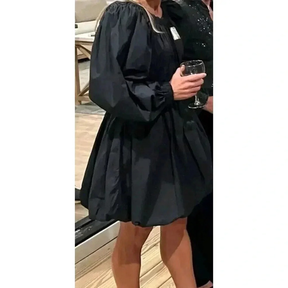 Ulla Johnson Black Noir Martine Elastic Waist Pleated Balloon Mini Dress… - Picture 6 of 14